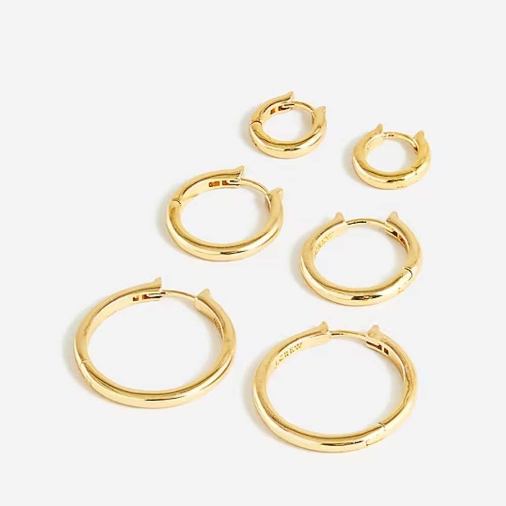 J crew Small hoop earrings set-of-three gold